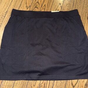 Croft & Barrow Women's Skort Mid Rise Black XL Pull On Elastic Straight Pockets